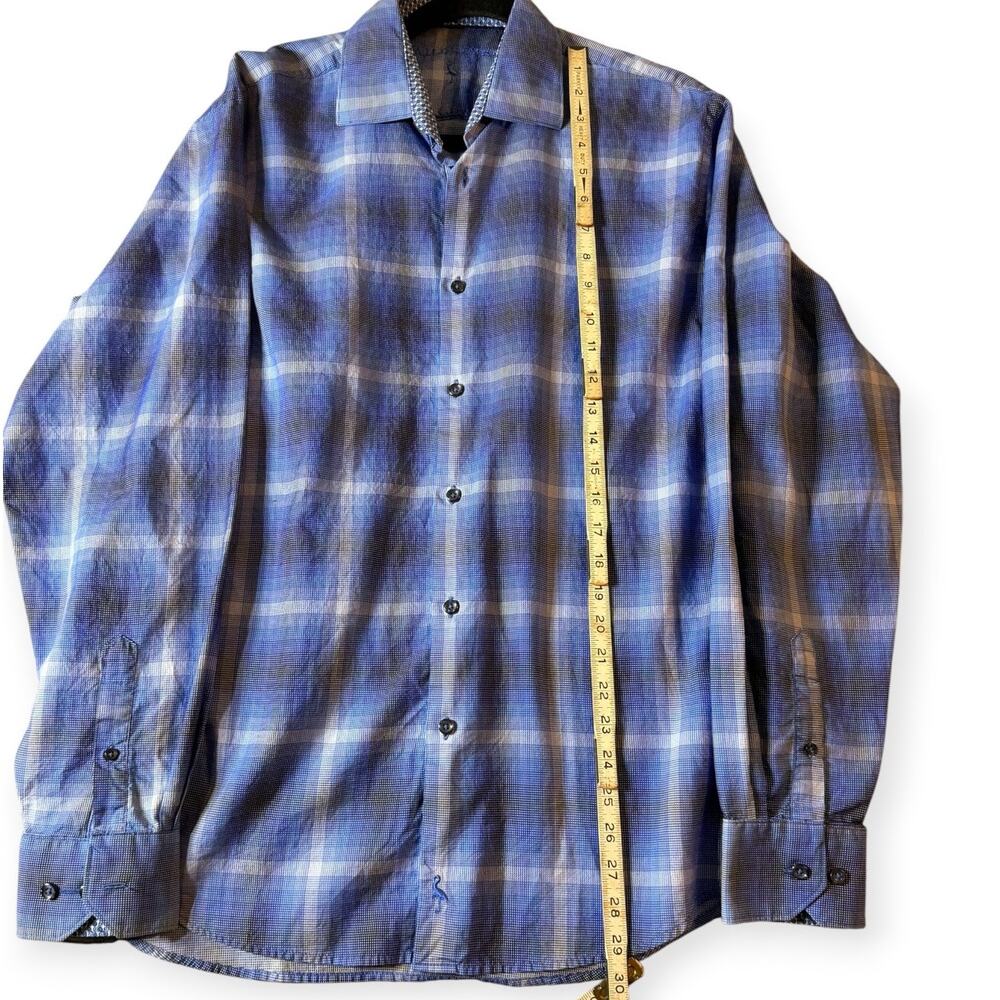 Tailorbyrd LS Button Down, Blues/White Plaid, Calssic Fit, Men's Large